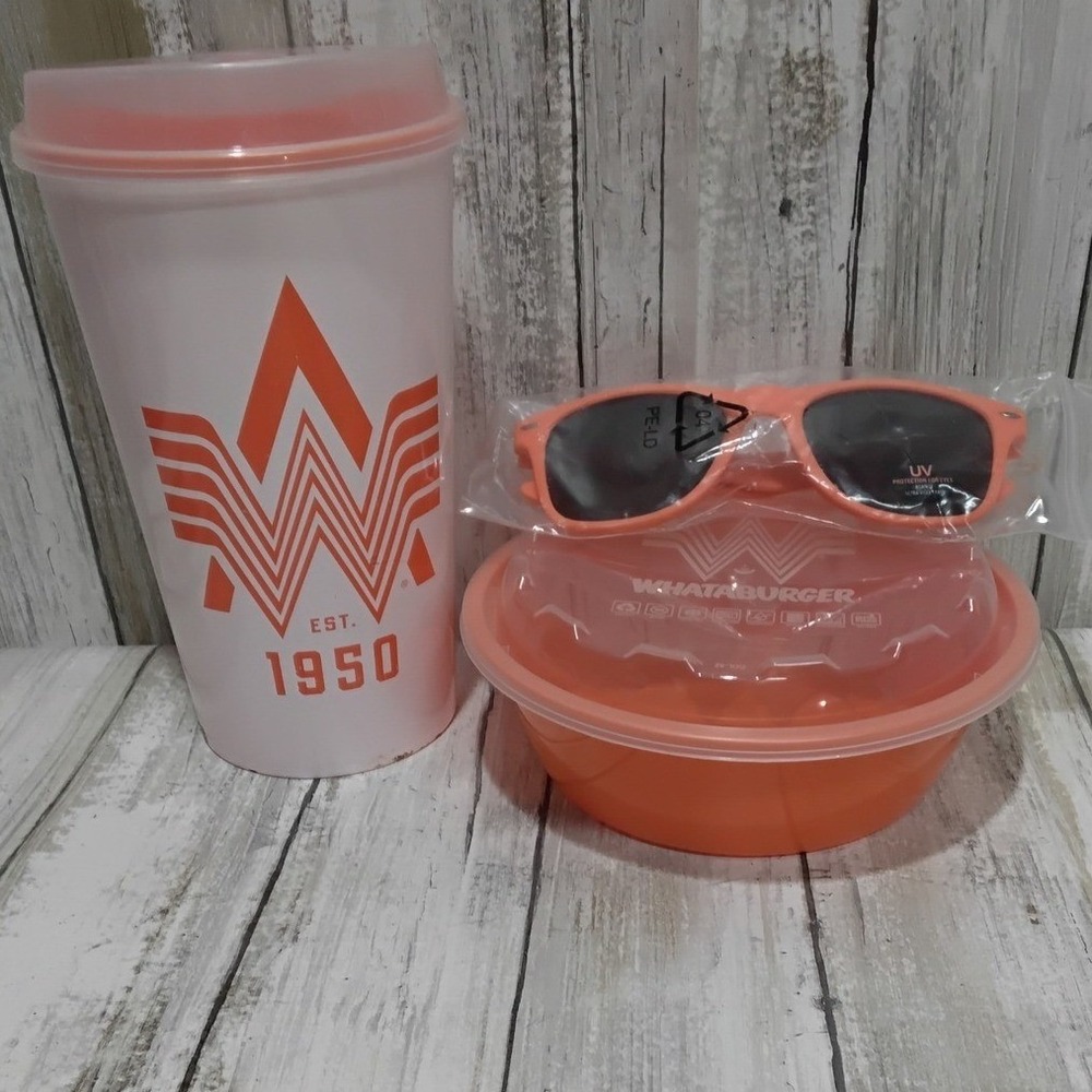 Whataburger Orange Cup Bowl Sunglasses 75th Anniversary Collectible Set‎ - Picture 6 of 7